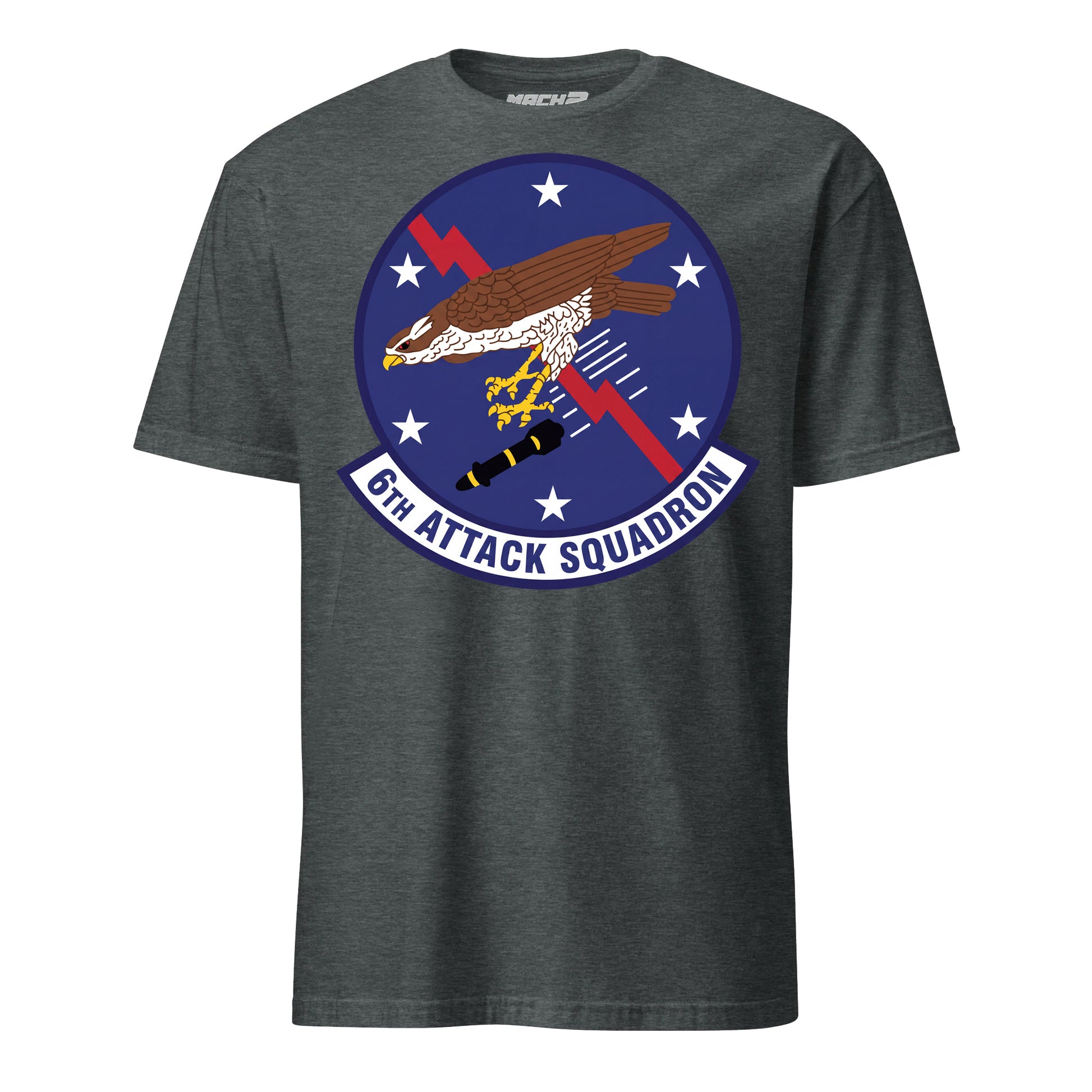 6th Attack Squadron T-Shirt — Charcoal Heather front mockup