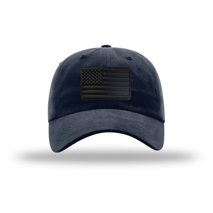 American Flag Blackout PVC Patch Unstructured Dad Hat