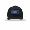 F-16 Aircraft Flag Royal & Silver Patch Camo Structured Trucker - BLACK CAMO/BLACK