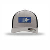 F-22 Aircraft Flag Flexfit Royal & Silver Patch Structured Trucker - SILVER/BLACK