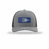 F-16 Aircraft Flag Royal & Silver Patch Structured Trucker - HEATHER GREY/BLACK