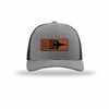 F-16 Aircraft Flag Leatherette Patch Structured Trucker - HEATHER GREY/BLACK