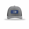 F-35 Aircraft Flag Royal & Silver Patch Structured Trucker - HEATHER GREY/BLACK