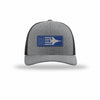 F-15 Aircraft Flag Royal & Silver Patch Structured Trucker - HEATHER GREY/BLACK