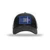 C-130 Aircraft Flag Royal & Silver Patch Soft Mesh Trucker - BLACK/CHARCOAL
