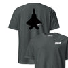 F-22 "Raptor" Stealth Silhouette Front & Back T-Shirt - Charcoal Heather