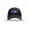 F-15 Aircraft Flag Royal & Silver Patch Soft Mesh Trucker - BLACK/CHARCOAL