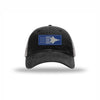 F-22 Aircraft Flag Royal & Silver Patch Soft Mesh Trucker - BLACK/CHARCOAL