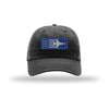 F-16 Aircraft Flag Royal & Silver Patch Dad Hat - BLACK