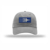 F-16 Aircraft Flag Royal & Silver Patch Dad Hat - GREY
