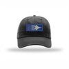 F-22 Aircraft Flag Royal & Silver Patch Dad Hat - BLACK