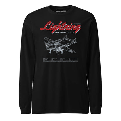 P-38l Lightning Blueprint — Black