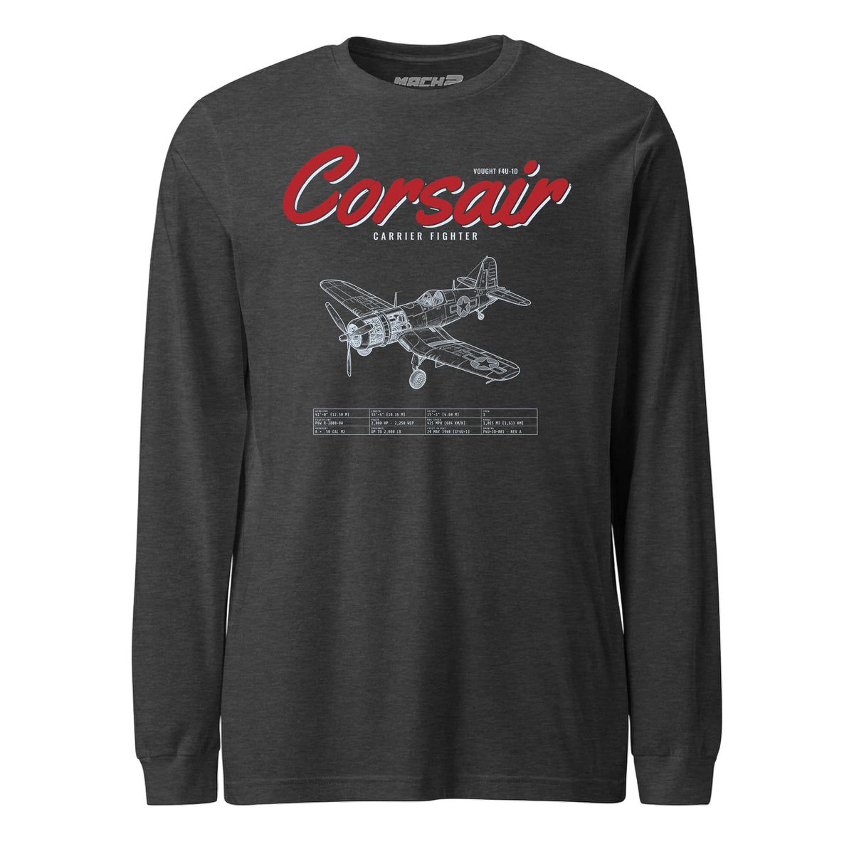 F4u-1d Corsair Blueprint — Charcoal Heather