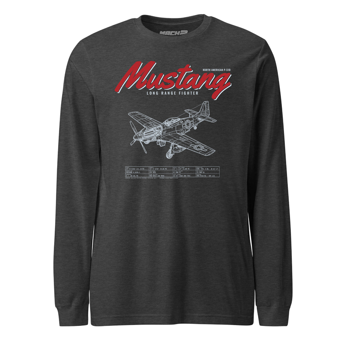 P-51d Mustang Blueprint — Charcoal Heather
