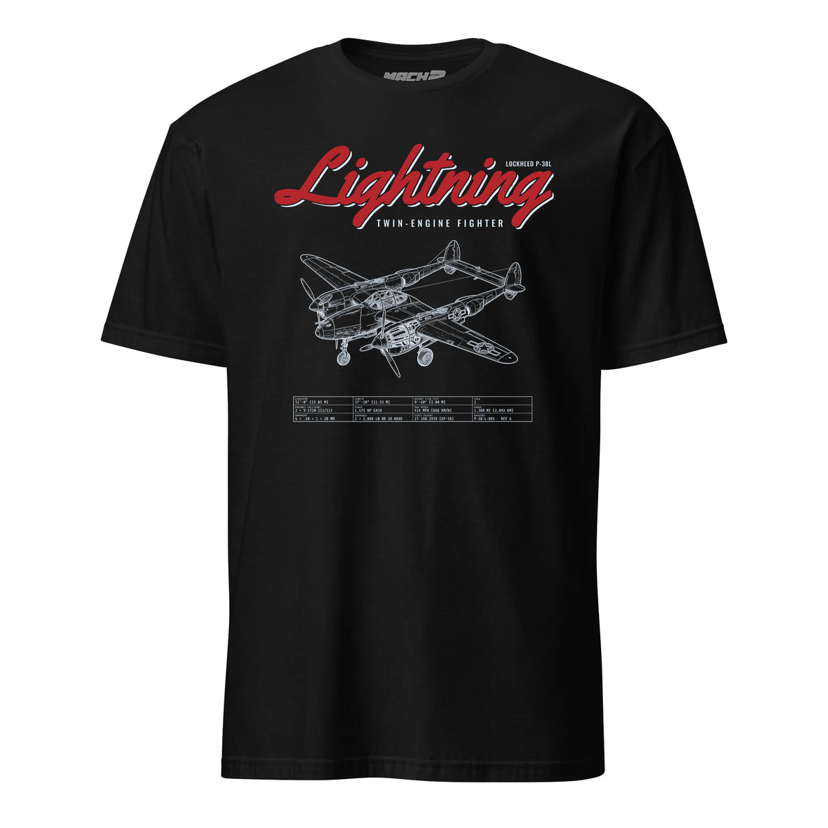 P-38l Lightning Blueprint — Black