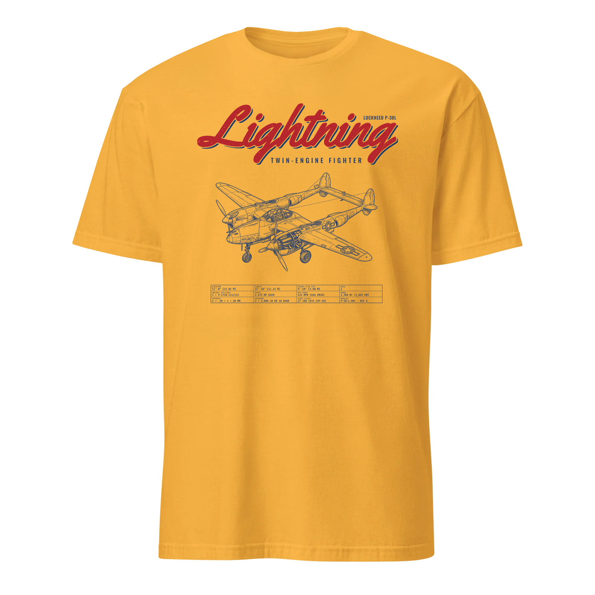 P-38l Lightning Blueprint — Gold