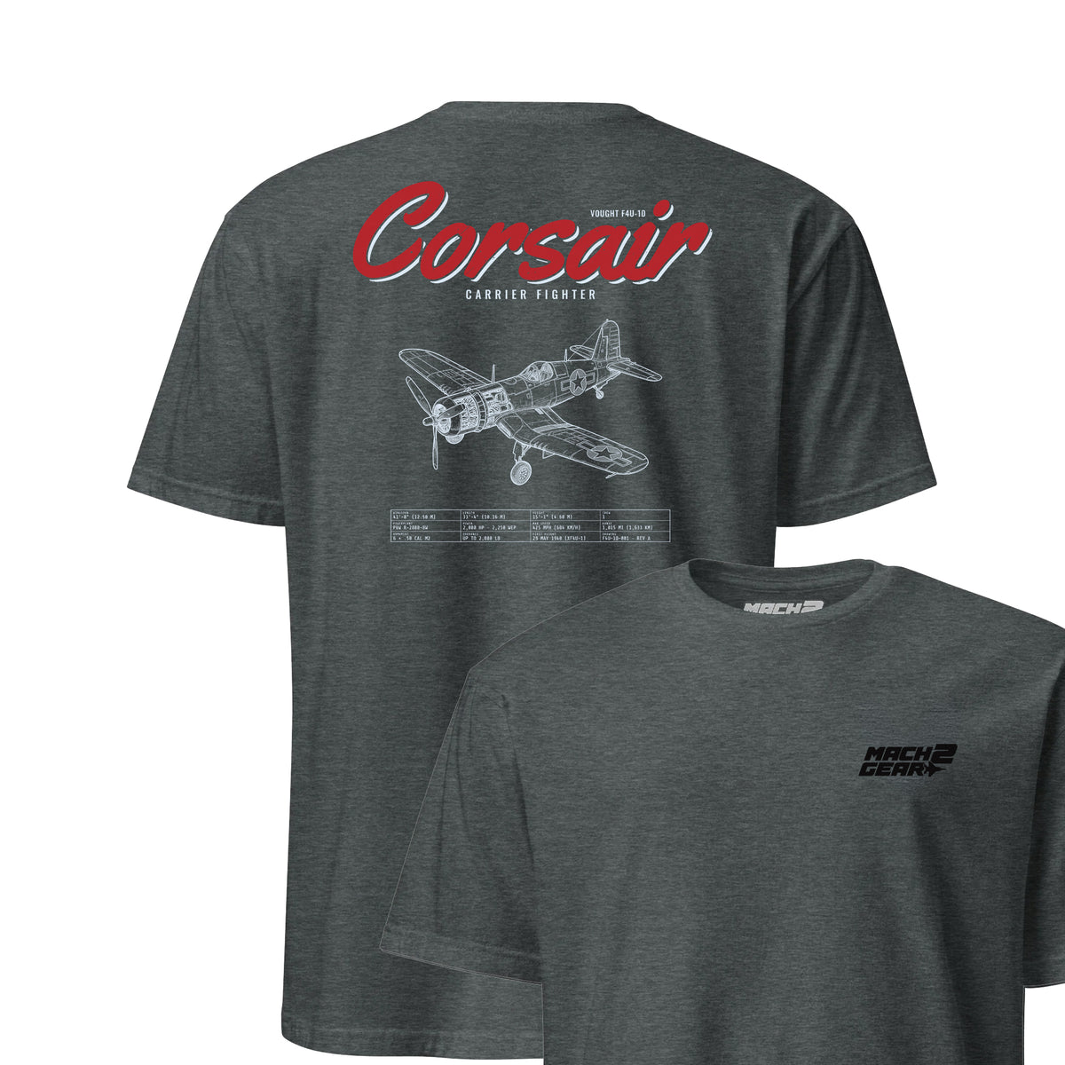 F4u-1d Corsair Blueprint — Charcoal Heather