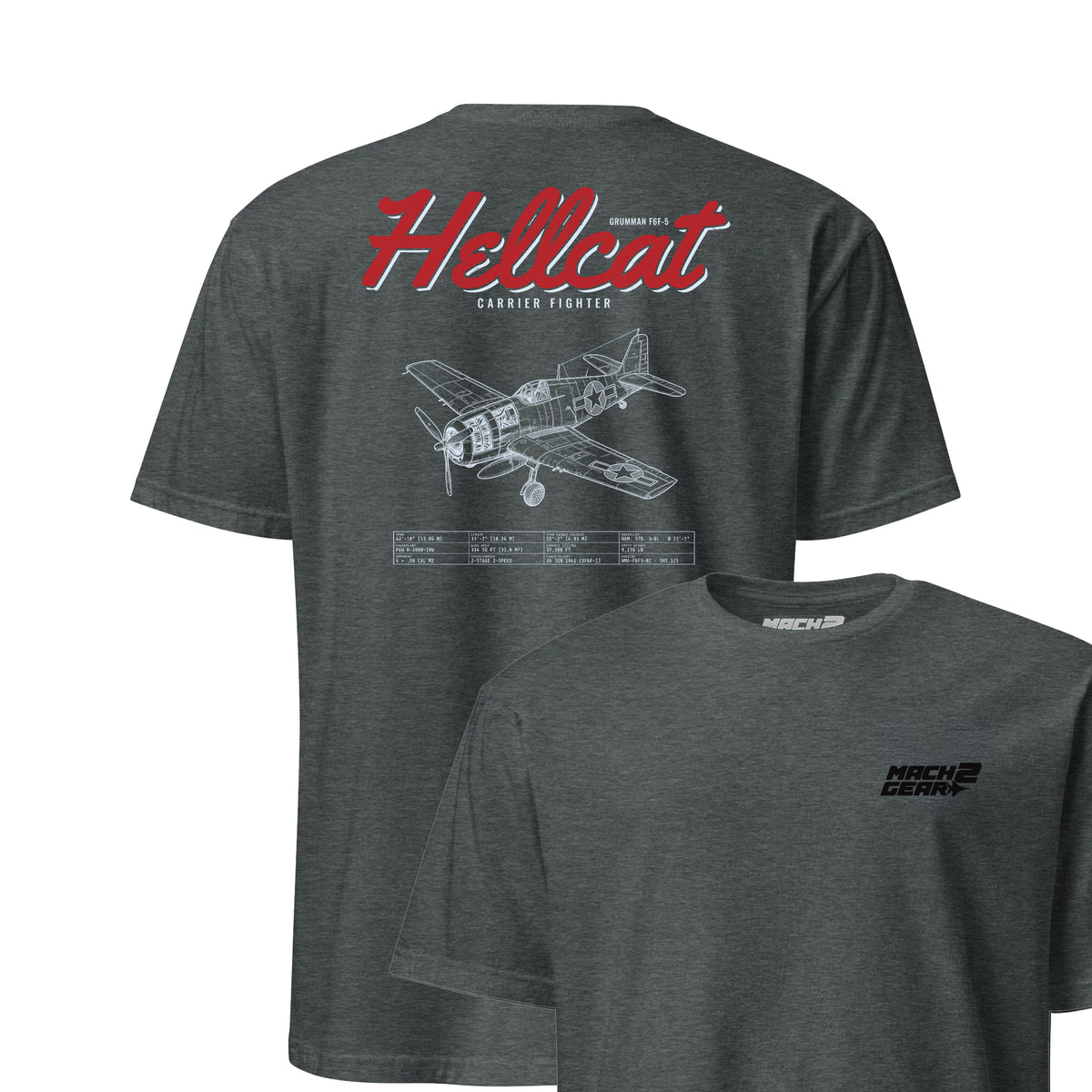 F6f-5 Hellcat Blueprint — Charcoal Heather