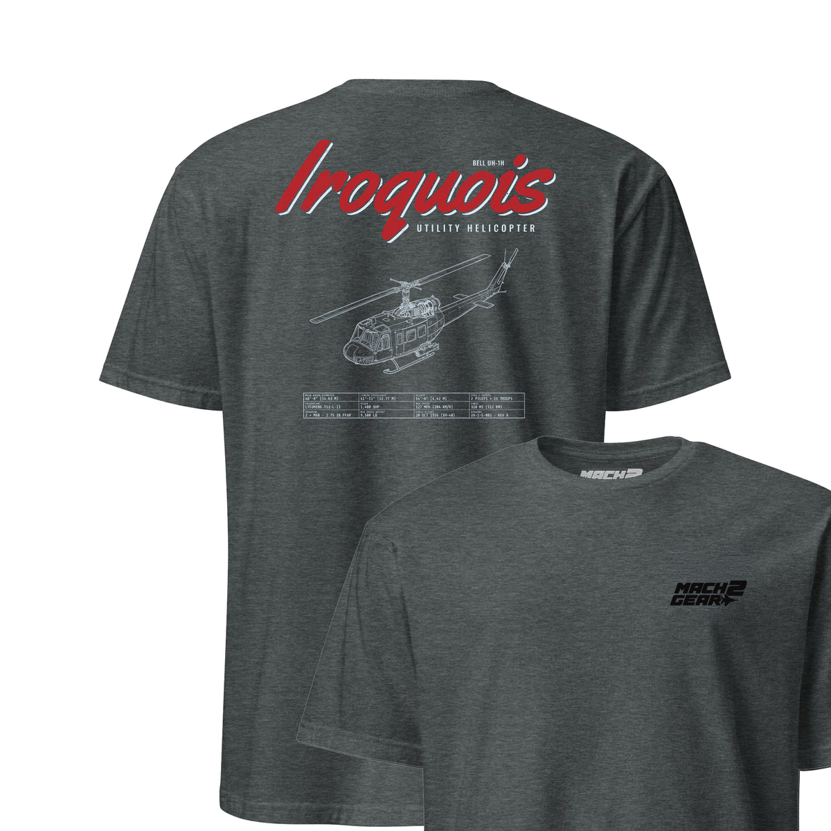 Uh-1h Iroquois Blueprint — Charcoal Heather