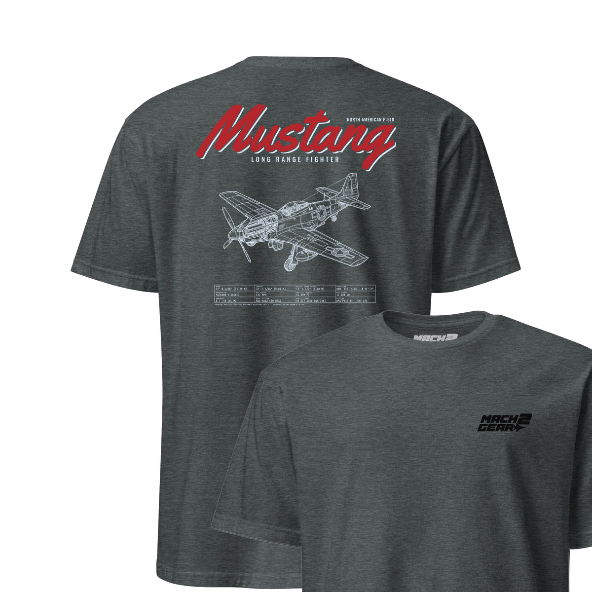 P-51d Mustang Blueprint — Charcoal Heather