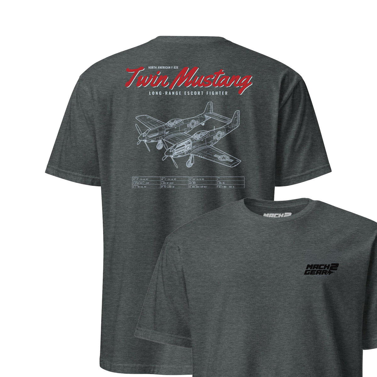 F-82e Twin Mustang Blueprint — Charcoal Heather