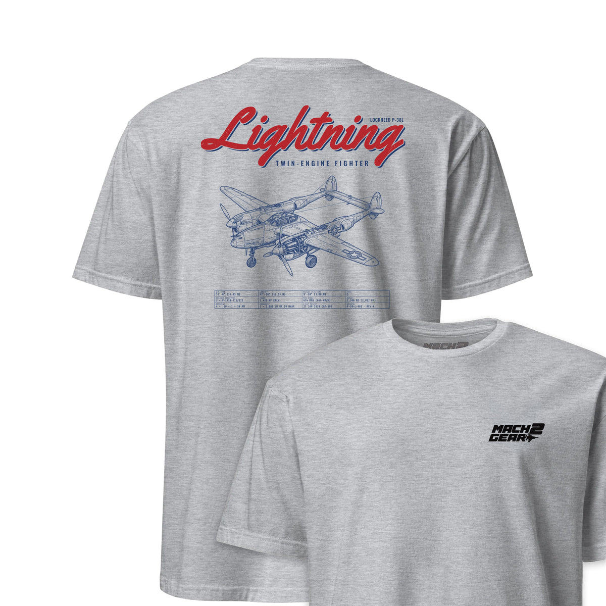 P-38l Lightning Blueprint — Heather Grey