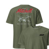 B-25j Mitchell Blueprint Front & Back T-Shirt - OD Green