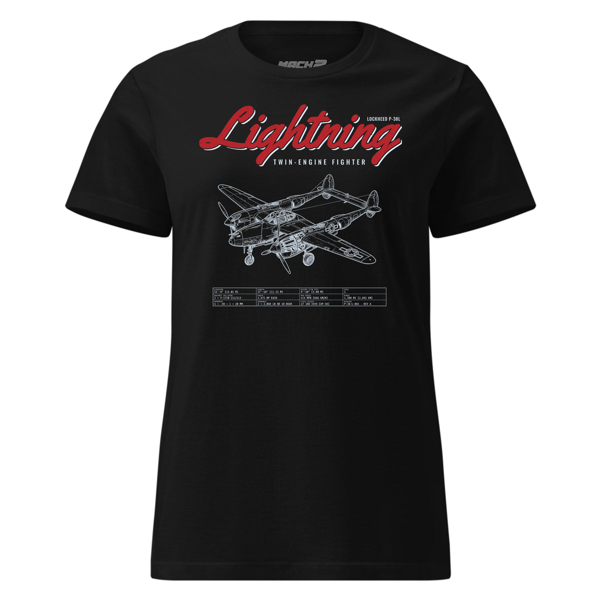 P-38l Lightning Blueprint — Black