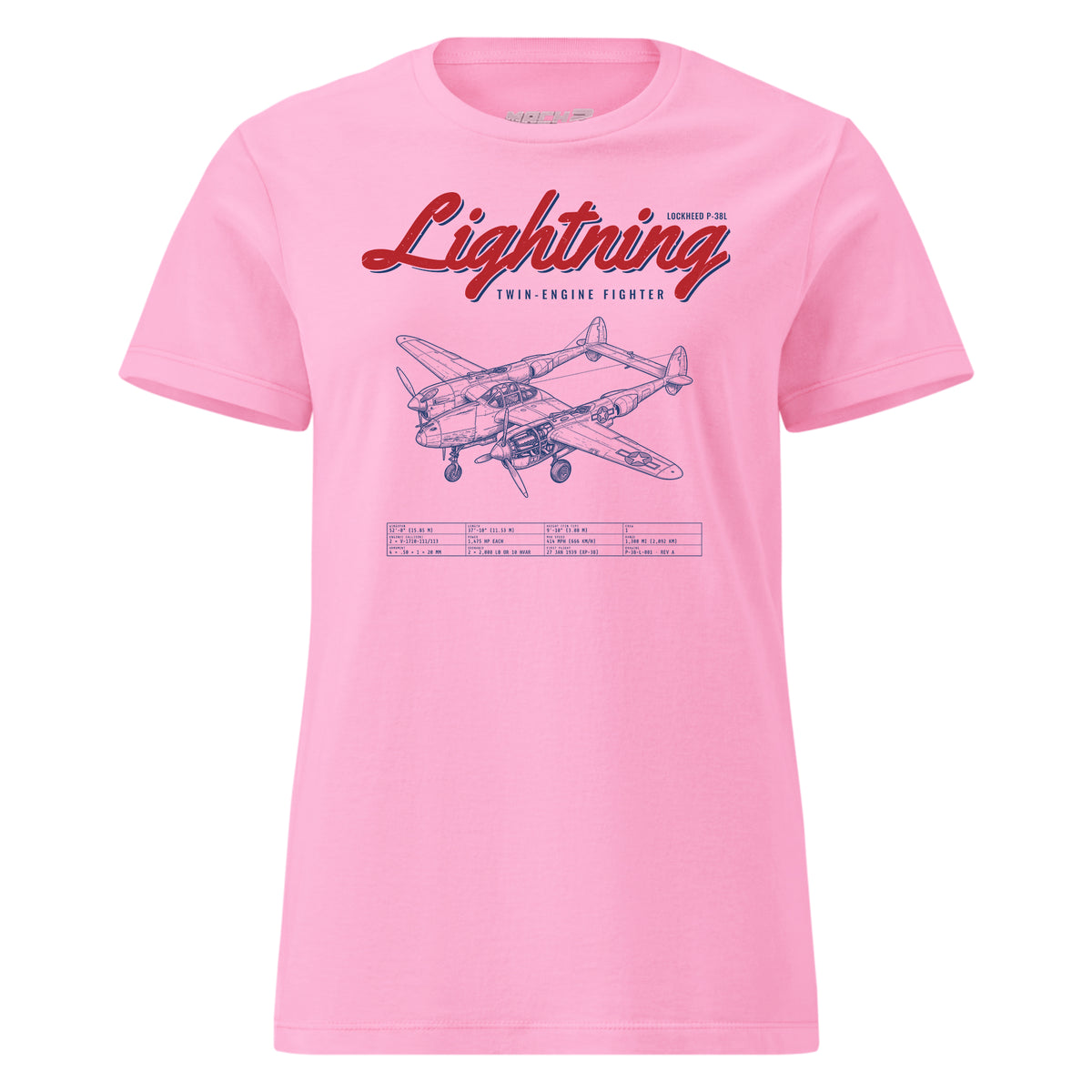 P-38l Lightning Blueprint — Pink