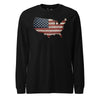We the People Wooden Flag Long Sleeve T-Shirt - BLACK