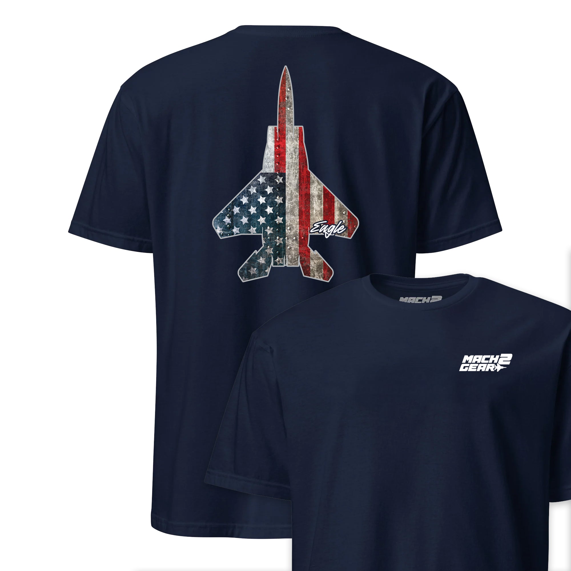 fixed gear shirt F-15 Eagle Rivet Flag Front & Back T-Shirt Navy / S