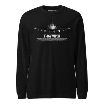 F-16V Viper Airframe Specs Long Sleeve T-Shirt