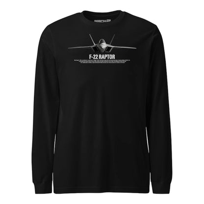 F-22 Raptor Airframe Specs Long Sleeve T-Shirt