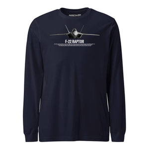 F-22 Raptor Airframe Specs Long Sleeve T-Shirt