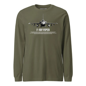 F-16V Viper Airframe Specs Long Sleeve T-Shirt