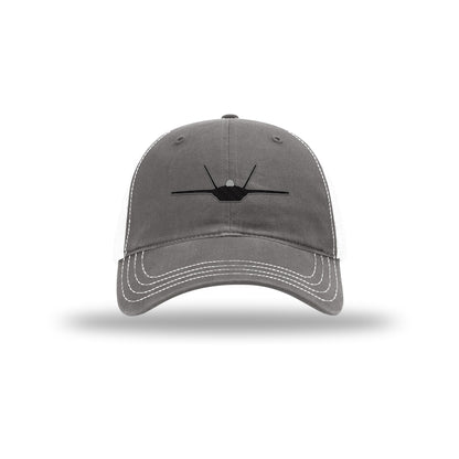 F-22 Raptor Silhouette Carbon Fiber Patch Soft Mesh Trucker