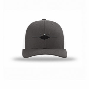 F-35 Lighting II Silhouette Given Carbon Fiber Patch Structured Trucker