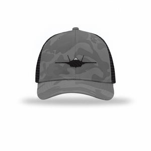 F-35 Lighting II Silhouette Carbon Fiber Patch Camo Structured Trucker