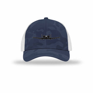 A-10 Thunderbolt Silhouette Carbon Fiber Patch Camo Structured Trucker