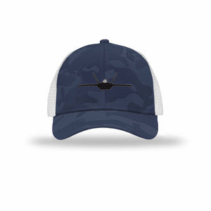 F-22 Raptor Silhouette Carbon Fiber Patch Camo Structured Trucker
