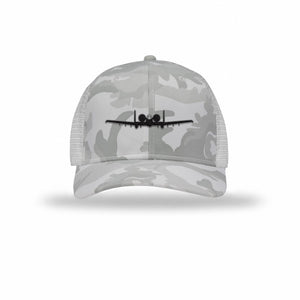 A-10 Thunderbolt Silhouette Carbon Fiber Patch Camo Structured Trucker