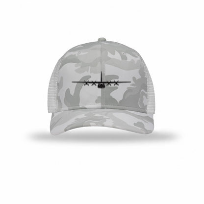 C-130 Hercules Silhouette Carbon Fiber Patch Camo Structured Trucker