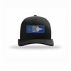 F-35 Aircraft Flag Royal & Silver Patch Structured Trucker - BLACK/WHITE