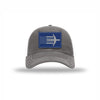 C-5 Aircraft Flag Royal & Silver Patch Soft Mesh Trucker - GREY/WHITE