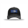 F-22 Aircraft Flag Royal & Silver Patch Soft Mesh Trucker - BLACK/WHITE