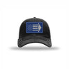B-2 Aircraft Flag Royal & Silver Patch Soft Mesh Trucker - BLACK/WHITE