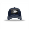 C-130 Aircraft Flag Carbon Fiber Patch Soft Mesh Trucker - NAVY/WHITE