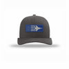 F-15 Aircraft Flag Royal & Silver Patch Structured Trucker - CHARCOAL/WHITE
