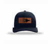 F-35 Aircraft Flag Leatherette Patch Structured Trucker - NAVY/WHITE