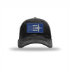 A-10 Aircraft Flag Royal & Silver Patch Soft Mesh Trucker - BLACK/WHITE